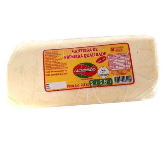 Manteiga Lactominas Barra Com Sal (Aprox. 2,600Kg)