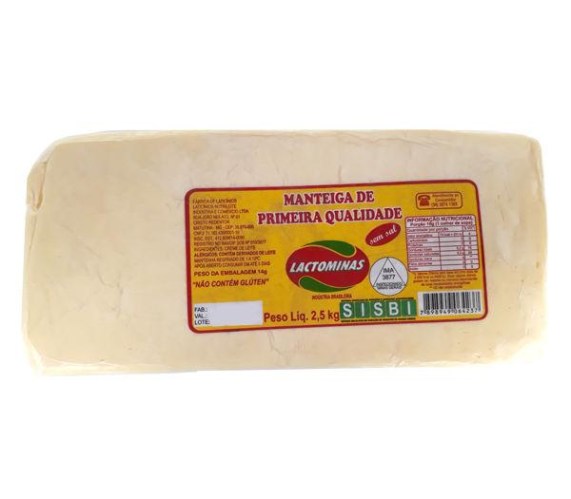 Manteiga Lactominas Barra Sem Sal (Aprox. 2,600Kg)